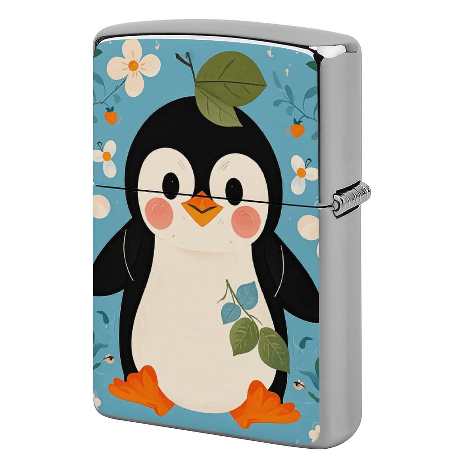Cute Penguin Print Lighter Case for Men, Personalized Lighter Cover for Valentine's Day Gifts, Flip-Top Lighters Shell for Outdoor, Portable Lighters Protective Sleeve