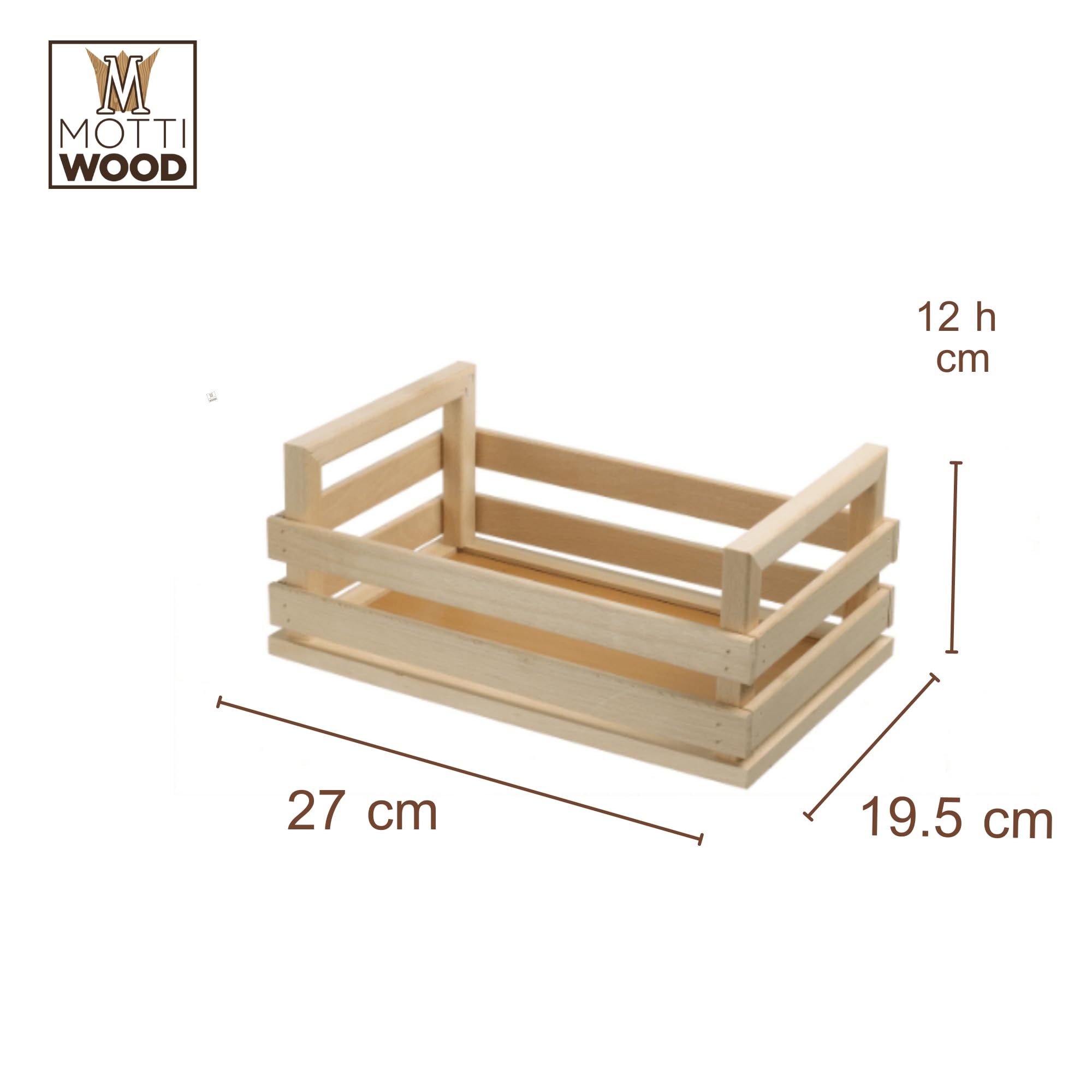 Juego de 5 cajas de madera multiusos, cestas portaobjetos, dimensiones: 27 x 19,5 x 12,5 cm, madera haya