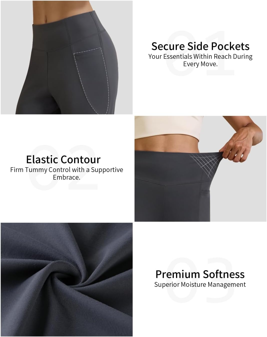 Womens High Waist Yoga Pants Stretchy Casual Trousers Straight Leg Pull On Side Pockets - Image 5