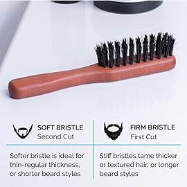 ZEUS Boar Bristle Beard & Mustache Handled Brush for Men, Firm & Stiff Bristles, Travel Beard Care Brush with Handle (Made in Germany) J91