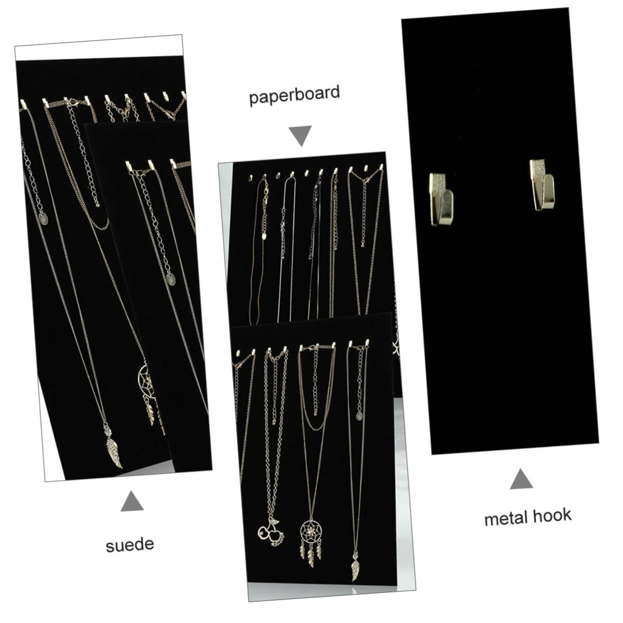 LIFKOME Espositore in Metallo e Cartone Nero 17 Ganci per Gioielli Resistente e Facile da Trasportare Organizer Collane per Uso Personale e Negozi