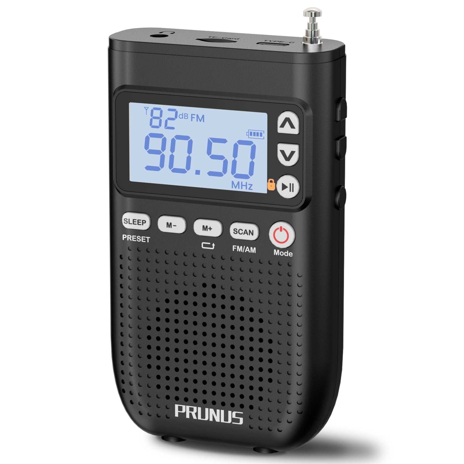 2024 PRUNUS J-618BTE Portable Radio AM FM to Bluetooth Earphone, as Bluetooth Speaker, 2000mah Rechargeable, Preset, TF Card Shuffle Play, Headphone Jack, Sleep Timer, Walkman, Digital
