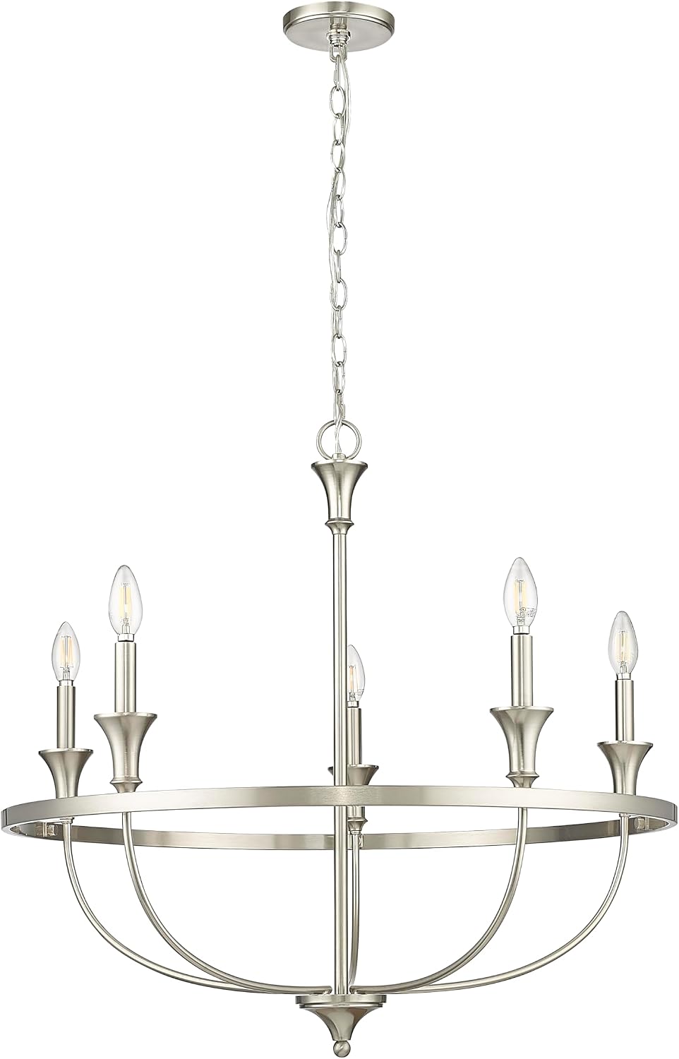 ML Lighting | Emery Collection | 28005-BN | 5 Light Centerpiece Chandelier Ceiling Light in Brushed Nickel Finish | Perfect for Kitchens, Foyers, Hallways, Living Rooms or Entryways