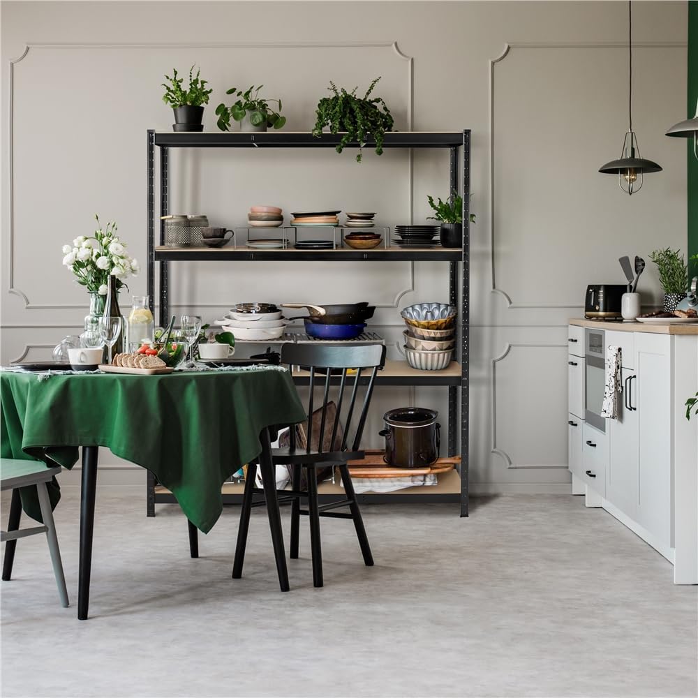 Close-up images showing the rubber caps on the rack's feet and the screwless interlocking design of the metal frame.