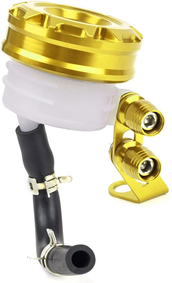 Universal Motorcycle Front Brake Fluid Reservoir Clutch Tank Oil Fluid Cup CNC Cap (Gold)