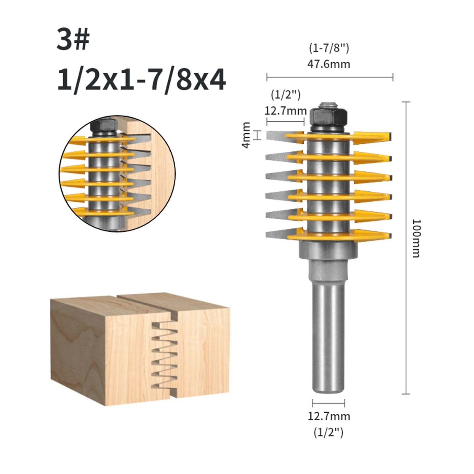 1 pieza de 2 dientes 47MM(1-7/8 ") broca enrutadora junta dedo ajustable fresa for carpintería for extremo frontal madera(12.7x47.6x4mm)