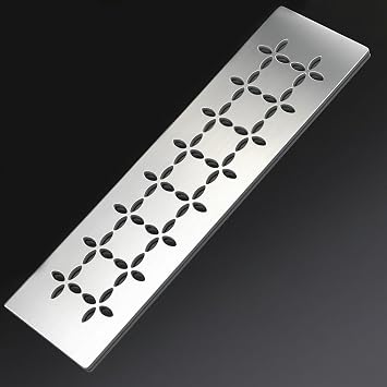 Floral Design Brushed Stainless Steel Shower Shelf for 12" Prefab Niches - Tool-Free Drop-in, Fits Standard 1/8 Inch Grout Lines Matte Silver