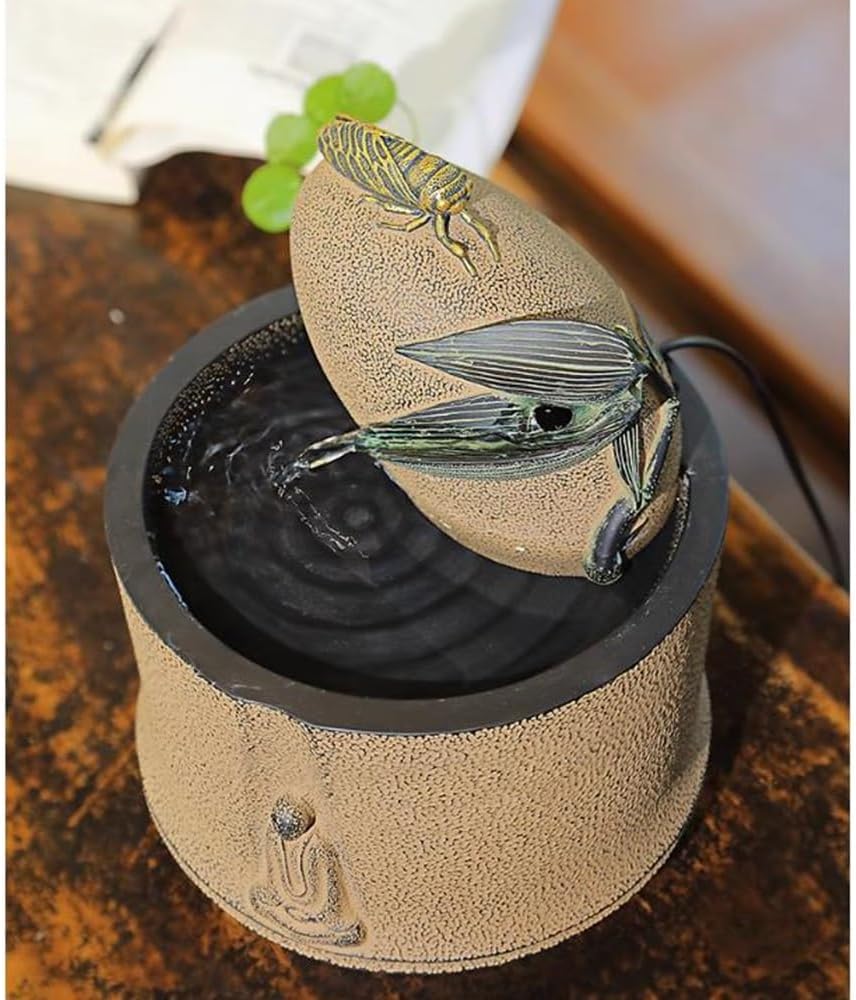 Tabletop Fountains Resin Meditation Fountain Zen Relaxation Circulating Water Fountain Indoor Decorative Ornament Relaxation Fountains