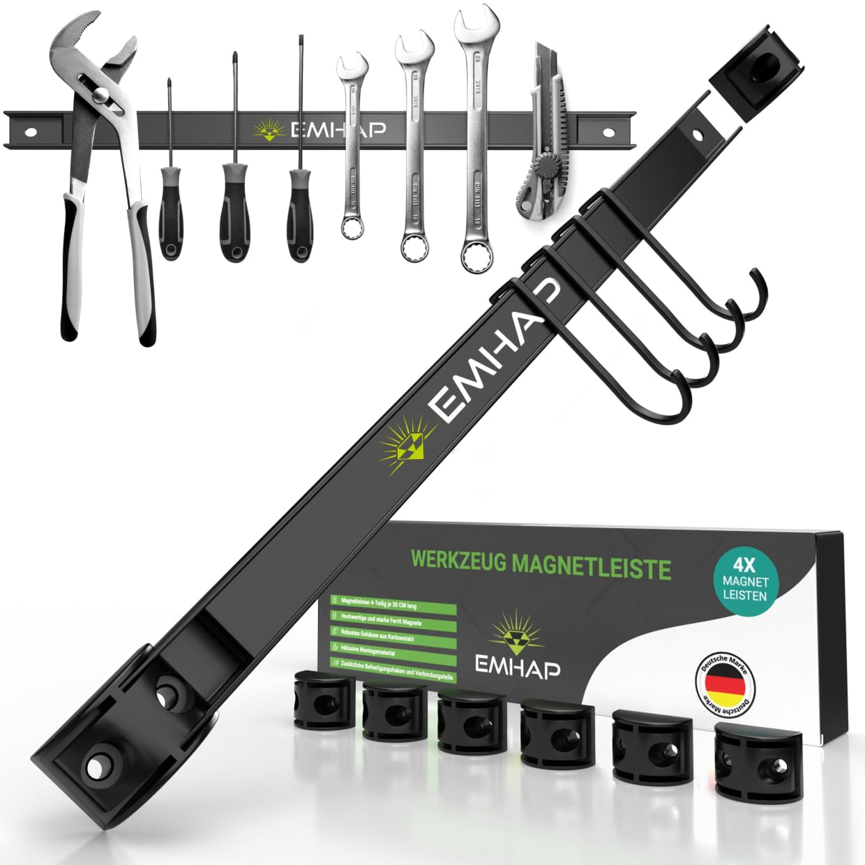 Magnetic Strips Tool Holder Extra Strong Set of 4 Each 46 cm Long Universal Magnetic Rail Tool Organiser Magnetic Strip Tool Holder Including 4 x Hooks for Hanging + 8 x Connectors-image-19