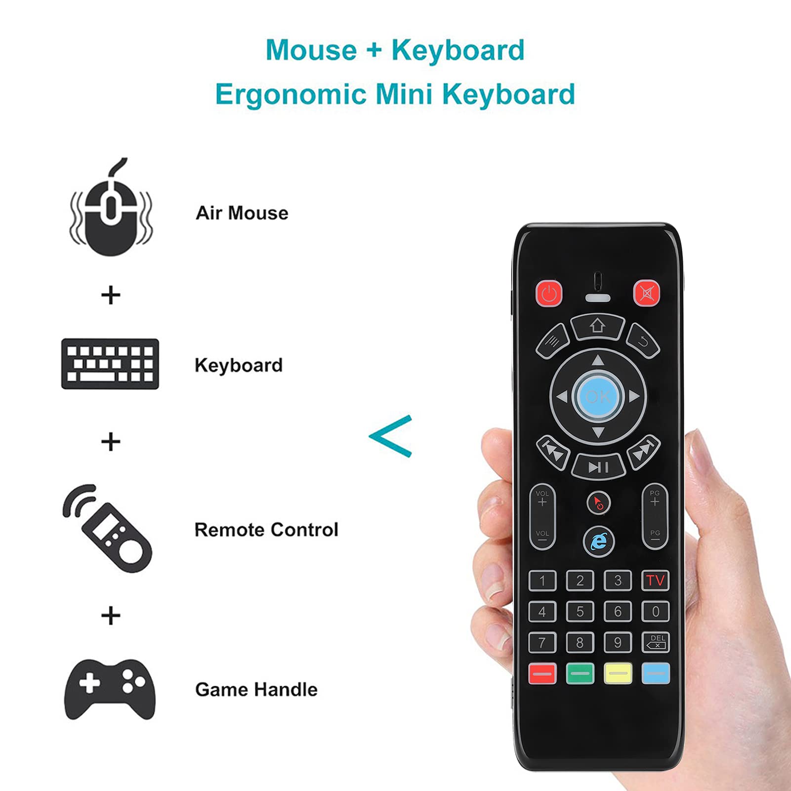 Sxhlseller Kabellose Fernbedienung mit Touchpad-Funktion, Beleuchtete Air-Fernbedienungsmaus, Multifunktionale Wiederaufladbare Tastaturmaus, IR-Lernfernbedienung Fly Air-Maus für PC ＆ Smart TV