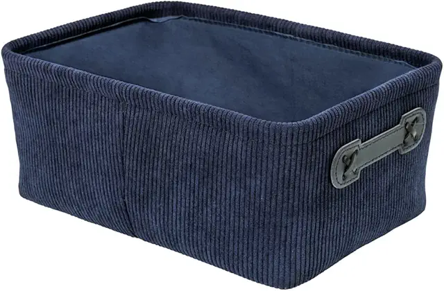 WENKO Anela Badkamer Mand in Donkerblauw Fluweel Met Kunstleren Handvatten