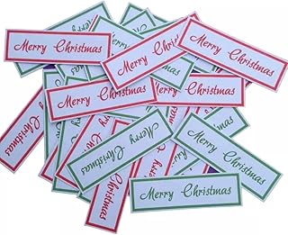 Merry Christmas Card Toppers, 50 Pieces, Red and Green Sentiment Labels for Card Making and Scrapbooking