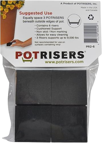 Miniatura 2 de Paquete de 6 elevadores de plantas grandes de 2 x 2 x 34 pulgadas, paquete de 6 elevadores de plantas para exteriores y patas invisibles de drenaje