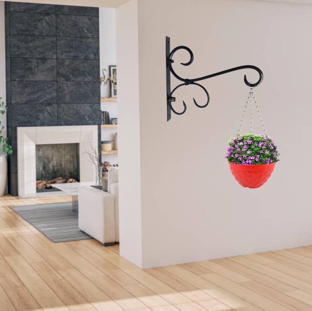 metal hook wall bracket for hanging planter | wall mounted, decorative design