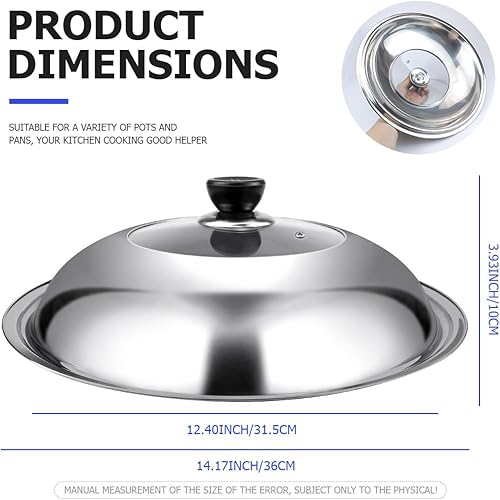 Miniatura 2 de Cubierta de wok en forma de cúpula tapa de la cacerola de cocina tapa de acero inoxidable universal ollas cubierta de utensilios de cocina tapa de