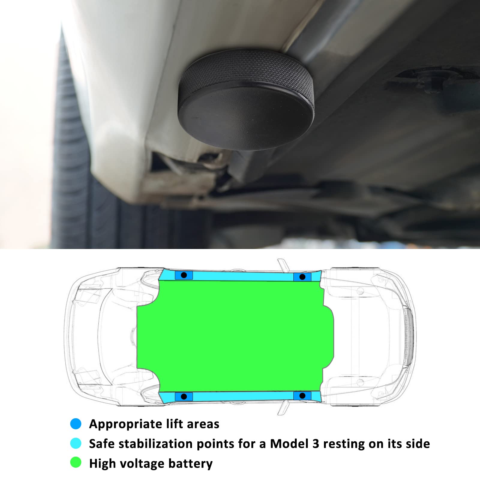 Tamponi Gomma Per Cric Tesla Model 3/Y/S/X - Set 4 Pezzi, Protezione Batteria E Telaio - Foto 3