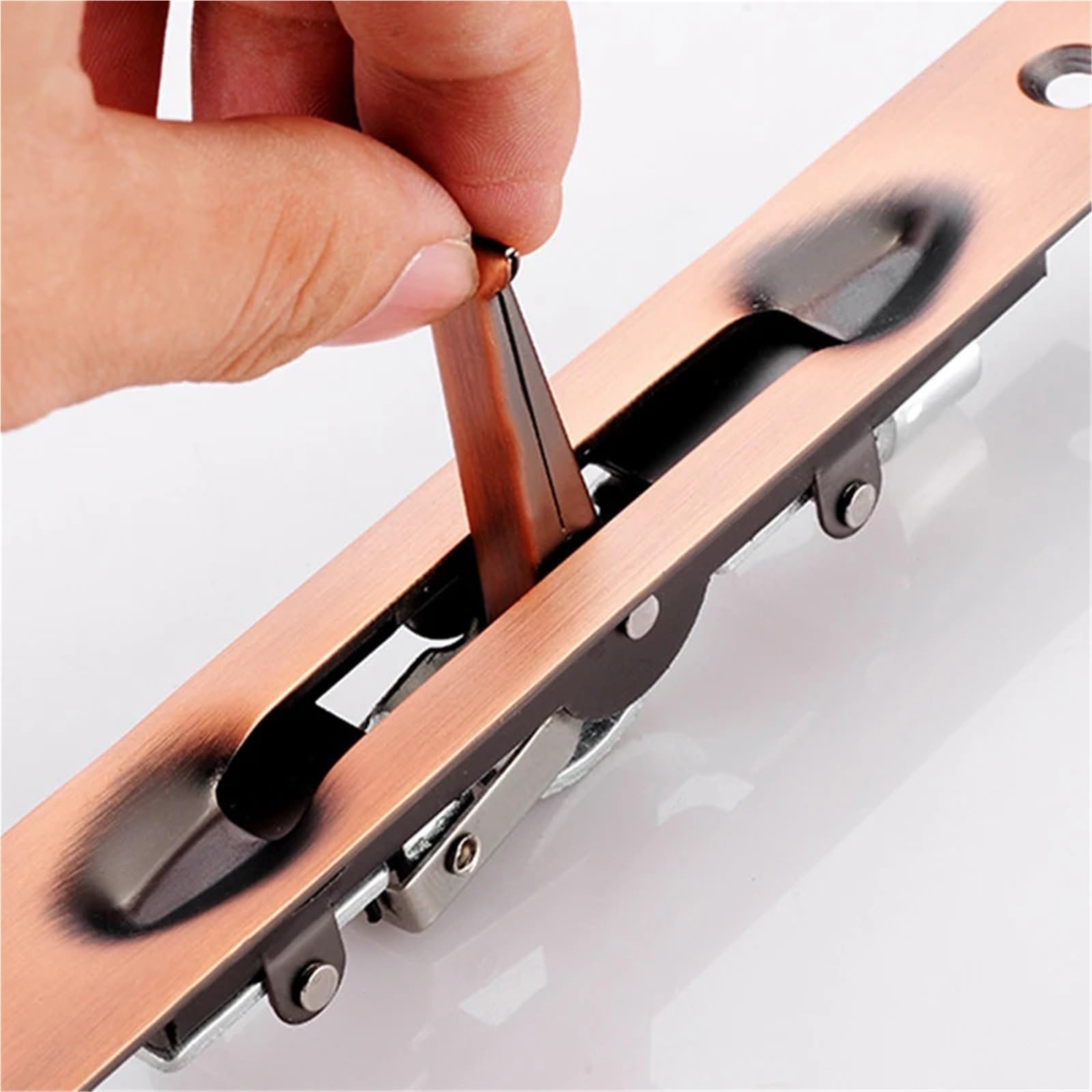 Lot de 2 boulons encastrés pour porte double en acier inoxydable 304 - Loquet de sécurité dissimulé femelle (noir 300 mm)
