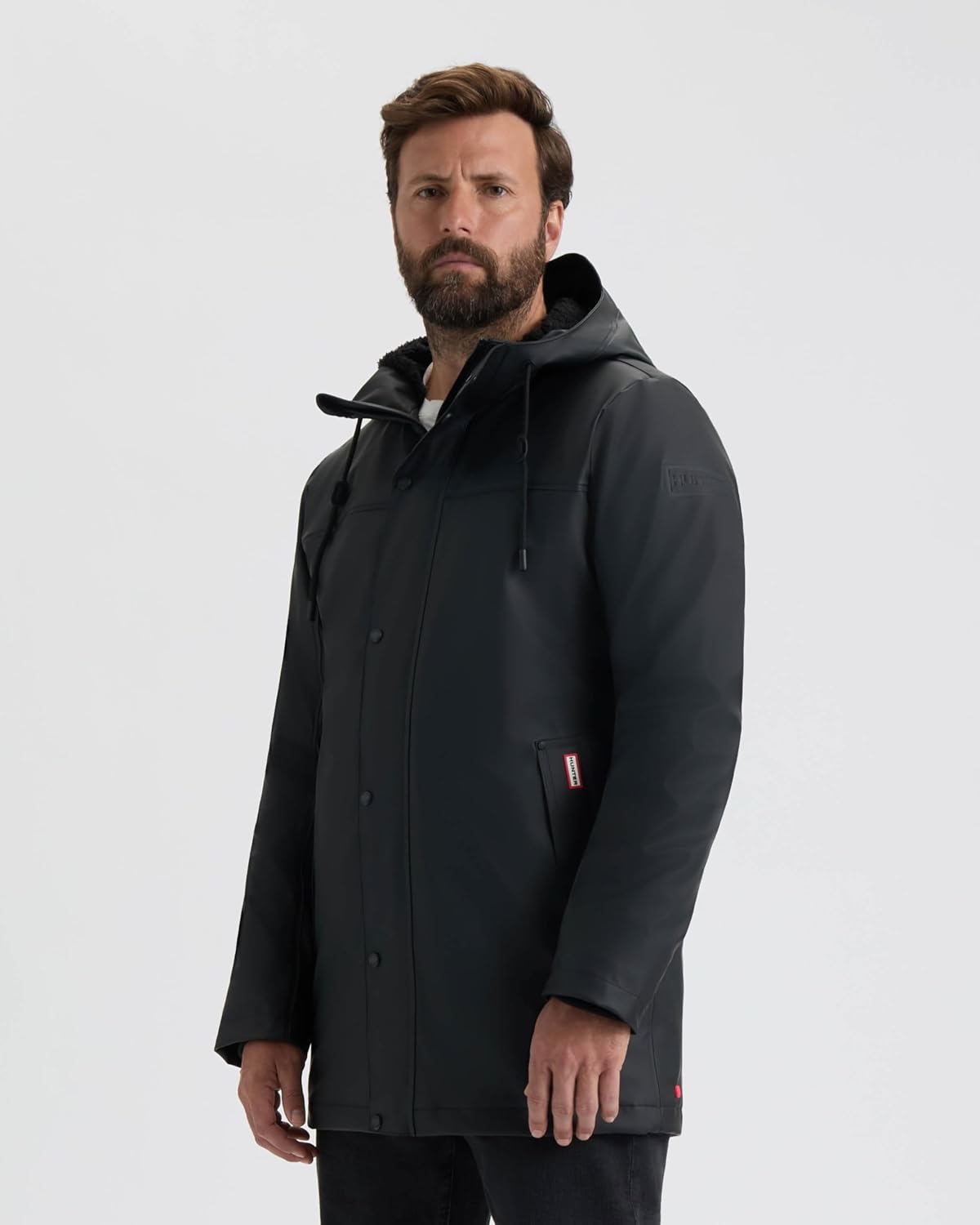 HUNTER Men's SAM Poly Rubberized Longline RAIN Coat