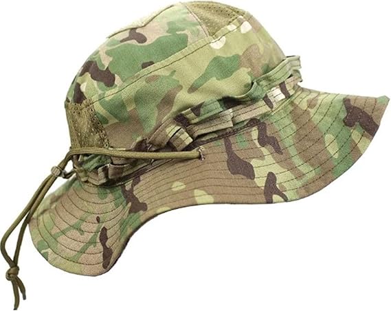 RALSPEC Camouflage Boonie Hat Bush Jungle Wide Brim Army Military Sun Cap Cadet Bucket Airsoft Camo Green Brown