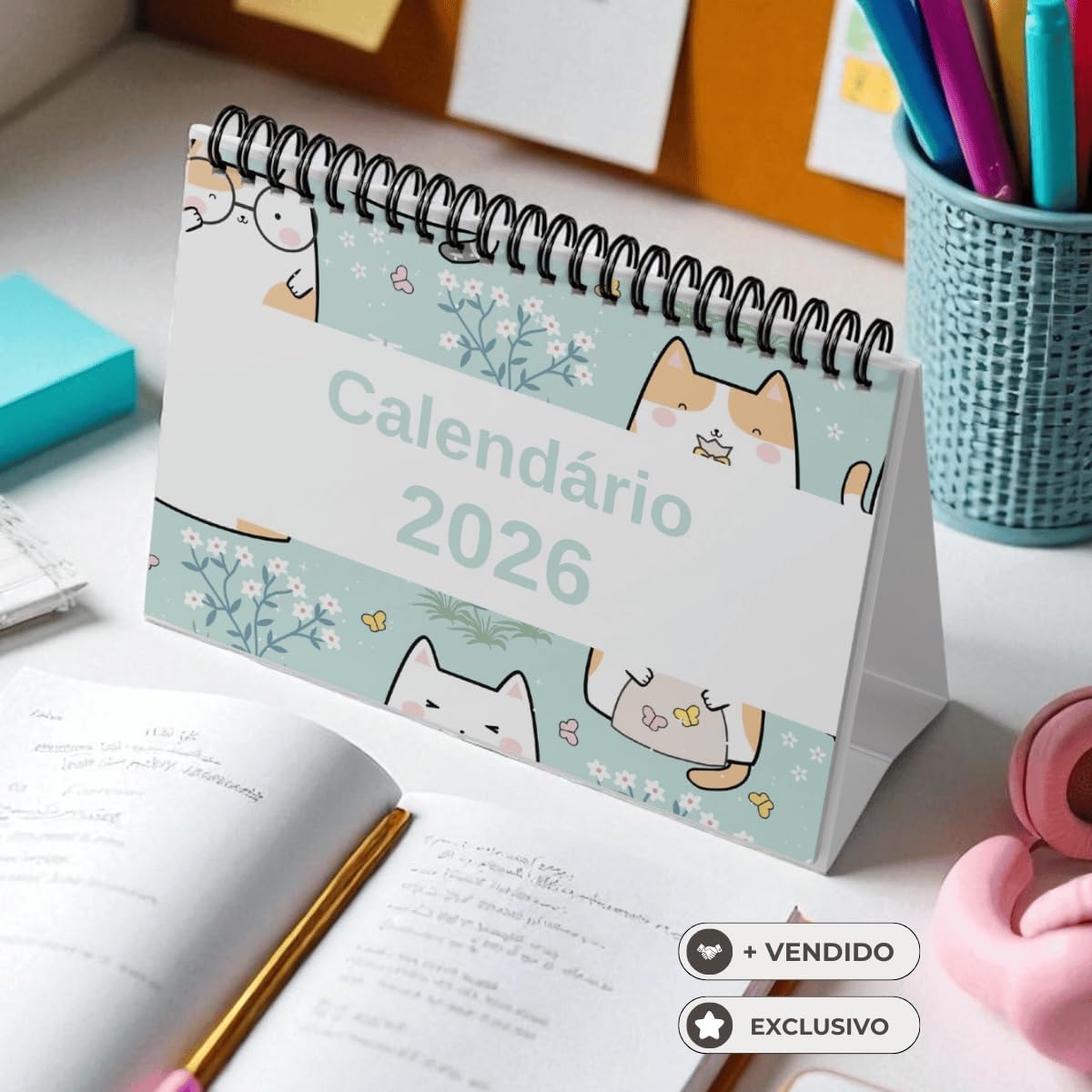 Calendário de Mesa Decorativo 2026 Gatinhos Fofos A5 Planner Cute Cats Personalidade Achala Calendário de Mesa Decorativo 2026 Gatinhos Fofos A5 Planner Cute Cats Personalidade Achala