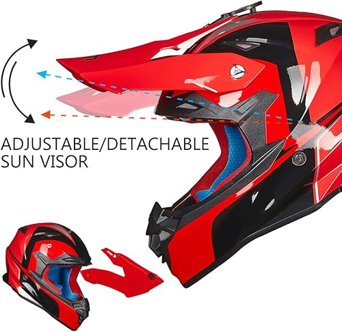 Miniatura 7 de ILM - Casco de motocross para adultos y niños, con forro supersuave, con soporte para cámara, para hombres o mujeres, para ATV, motocicleta, doble