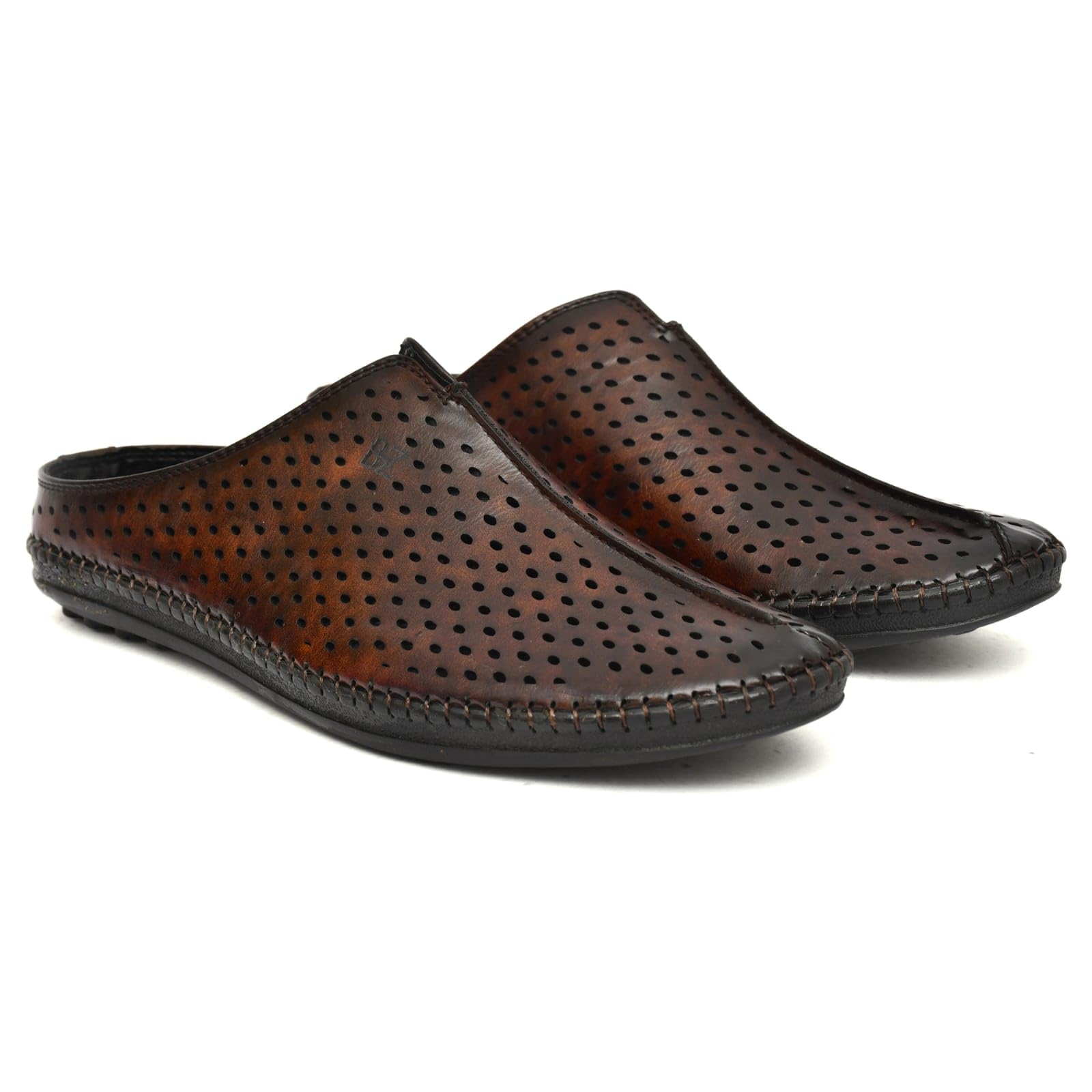 Men’s Perforated Synthetic Leather Nagra Half Sandals-image-19