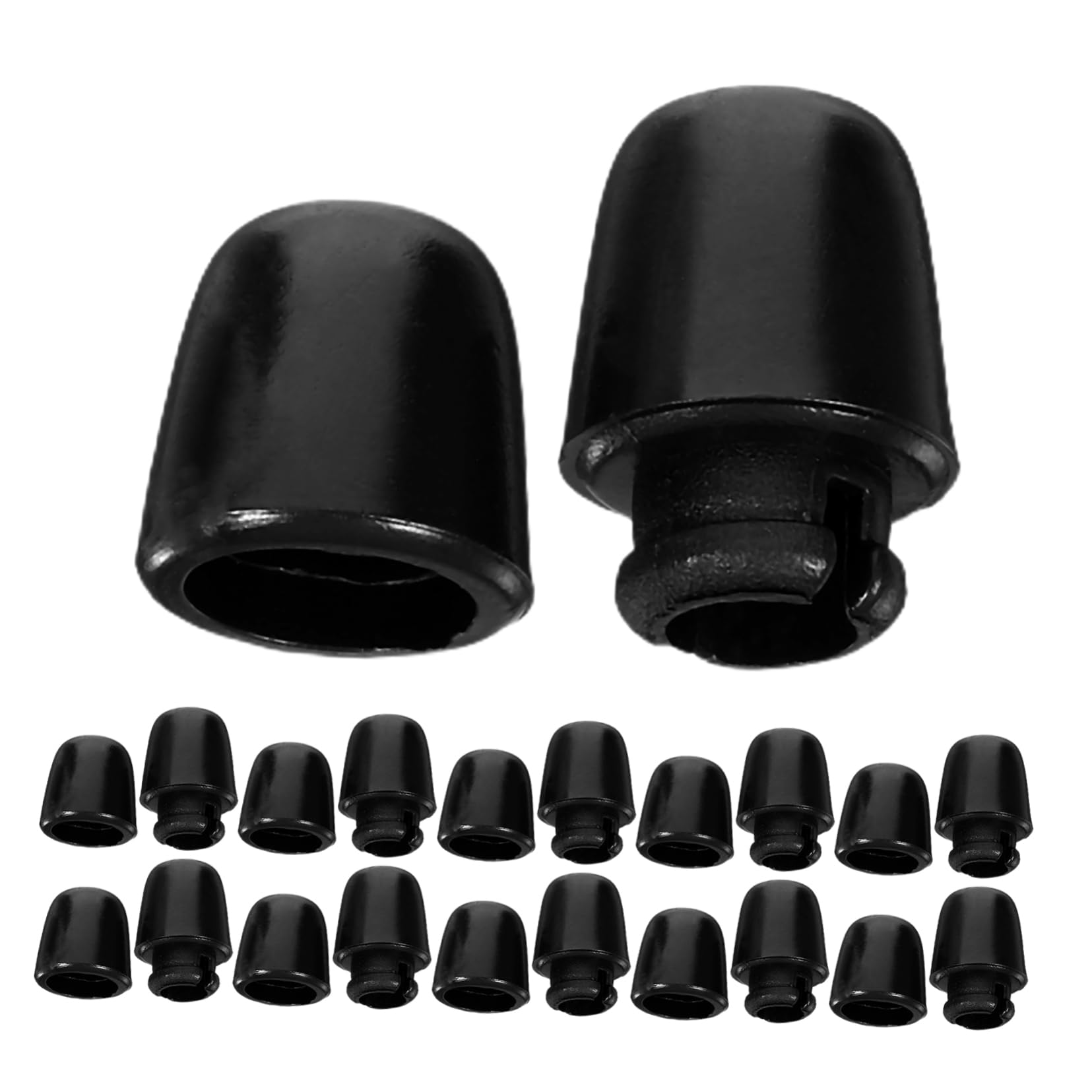 Housoutil 100Pcs Plastic Cord End Caps Multi Functional Drawstring Tips for Clothing Jewelry Making and Craft Projects Durable Plastic Tips for Hat Strings Belts and More