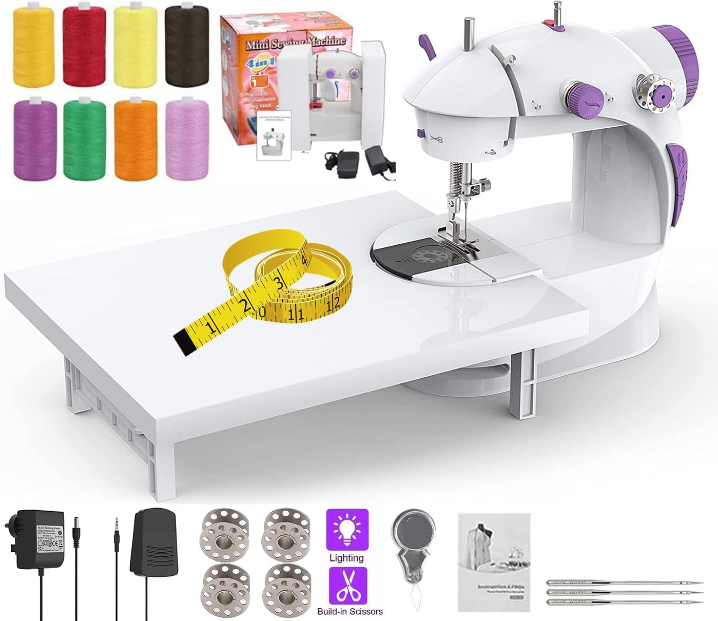 2025 Mini Sewing Machine With Table Set I Electric Silai Machine With Extension Table, Foot Pedal, Adapter And Sewing Kit (Set-1) (SM-2)-picture-26
