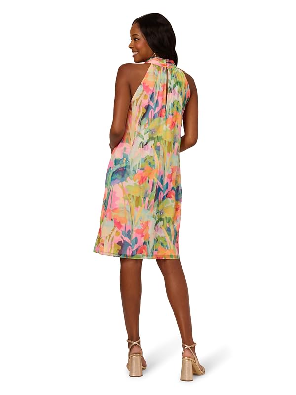 Adrianna Papell Womens Halter Sheath Short Dress, Pink Multi, 12 by Adrianna Papell - Used condition - Image 2