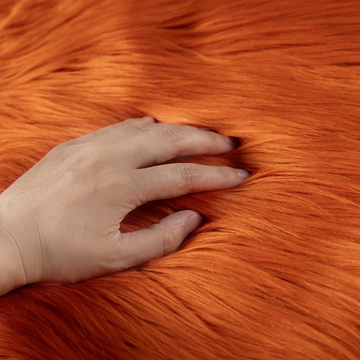 Orange Faux Fur Fabric by The Yard for Crafts 18" X 61" Inch Wide Furry Fabric for Sewing, Costumes, Upholstery & Pillows Long Pile Faux Fur(Orange,Half Yard)
