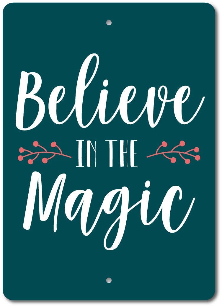 Biopracess Believe In Magic Sign Christmas Believe Sign Christmas Magic Funny Retro Metal Sign 8x12 inches