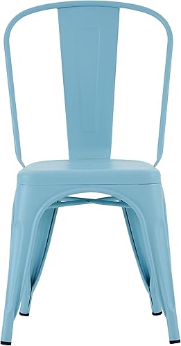 Miniatura 11 de Nazhura Silla de comedor de metal estilo rústico Tolix para cocina, comedor, cafetería, restaurante, bistró, patio, 18 pulgadas, apilable, Blanco