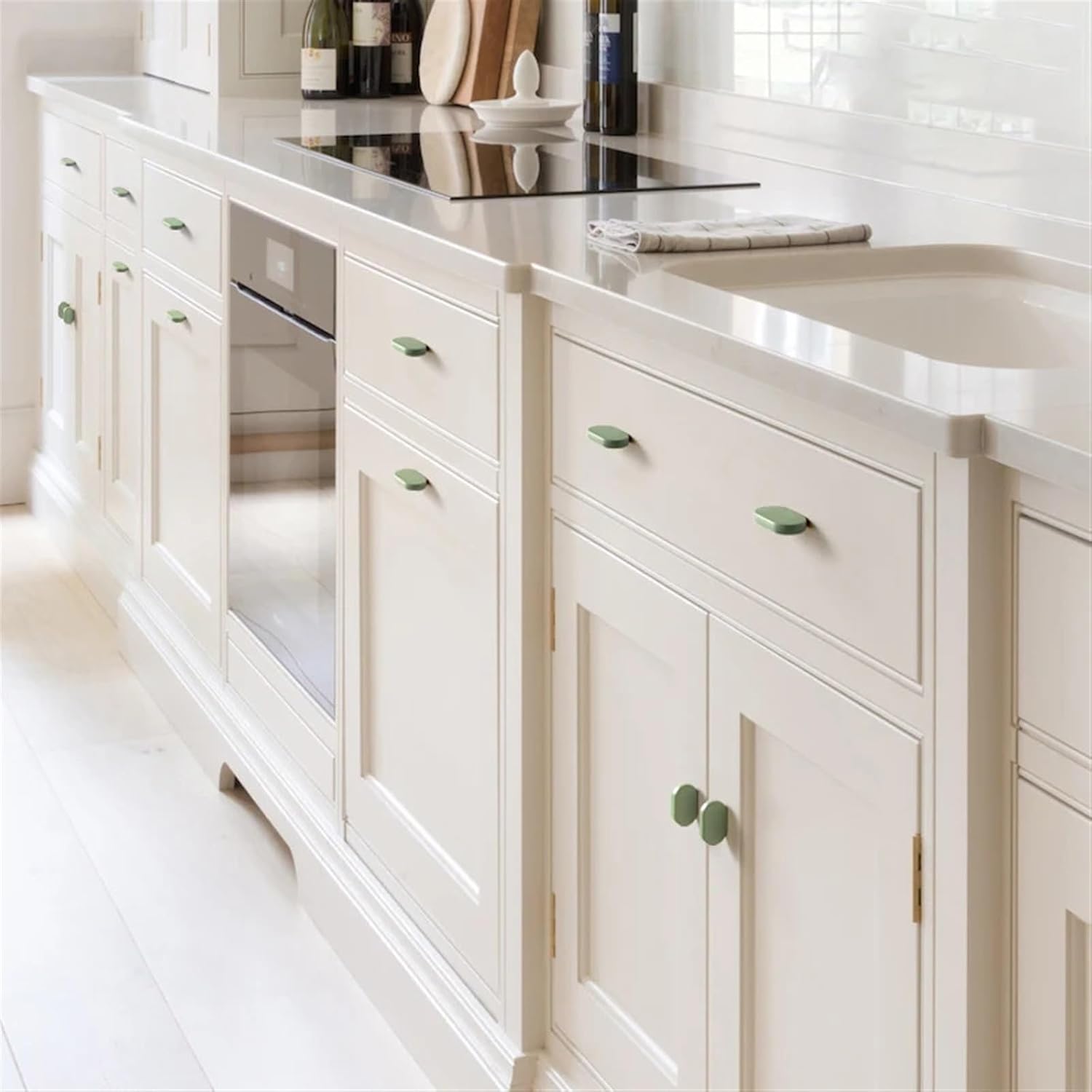 Ellipse Furniture Handle Wardrobe Door Handle Drawer Cabinet Pull Nordic Cabinet Handle Muebles White Green Handle Morandi Color 1/6Pcs (Color : 2233Green-16mm, Size : 6 pcs)