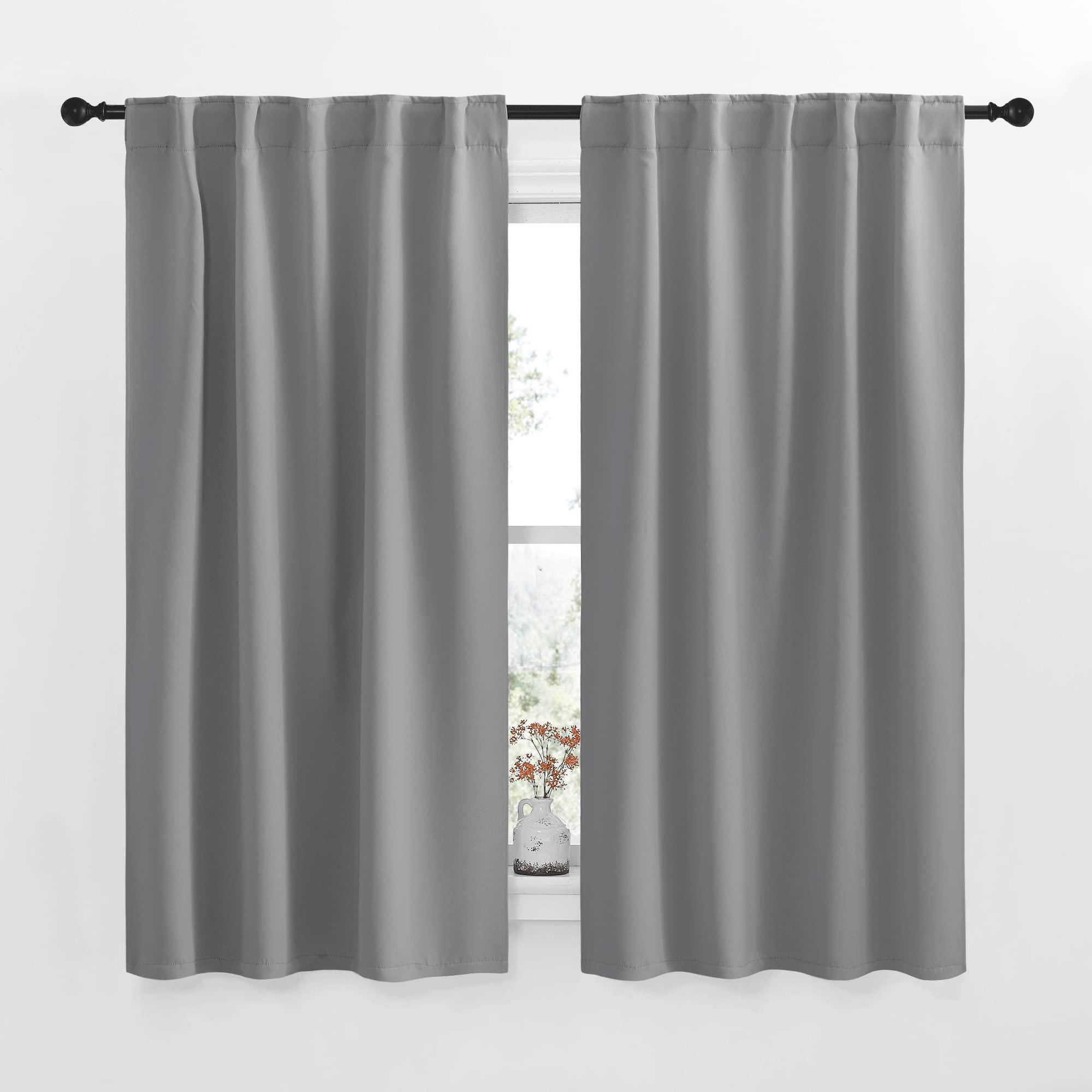 NICETOWN RV Curtains for Camper Windows - (Silver Grey Color) 34x54 Inch, 2 Panels Set, Thermal Insulated Room Darkening Blackout Drapes/Draperies with Rod Pocket &amp; Back Tab for Half Window
