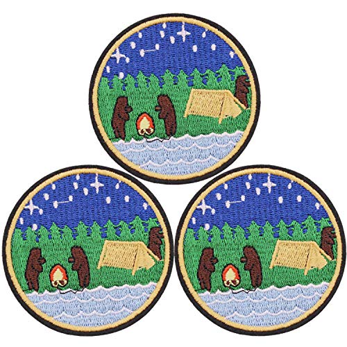 U-Sky Cute Iron on Patches for Backpacks, 3pcs Outdoor Camping Bears Adventure Embroidered Sew on  Iron-on Clothes Patch for Park Forest Ranger Jackets, Biker Vest, Jeans, Bags, Size: 2.83x2.83 inch