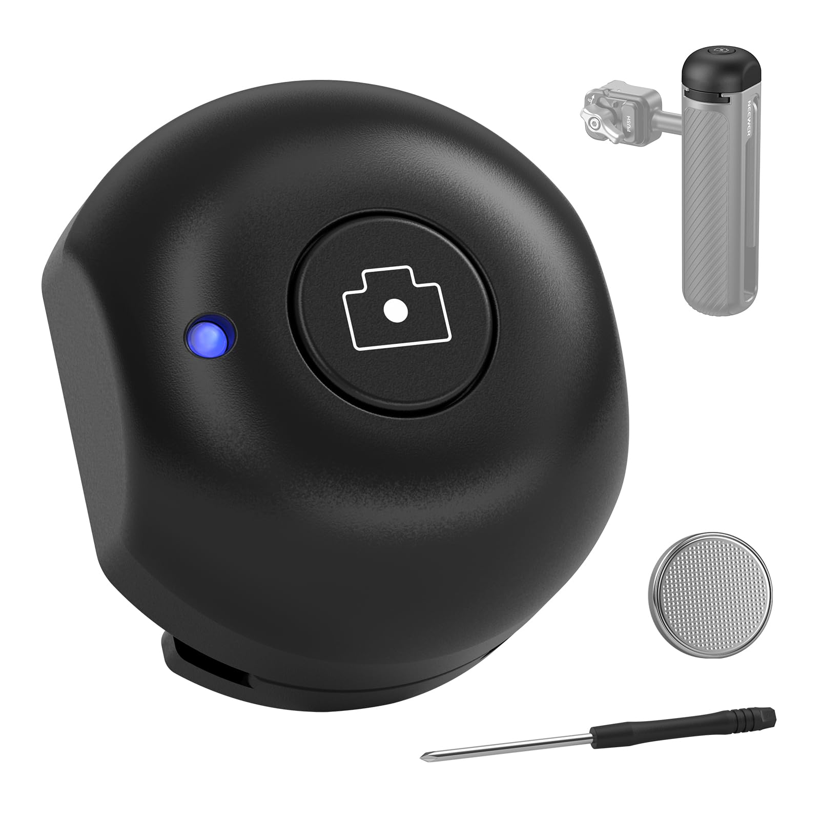 NEEWER Cold Shoe Cover PA045E Bluetooth Shutter Side Handle Grip ABS + PC Cold Shoe Protector with CR2032 Replacement Coin Cell and Phillips Screwdriver RT005E