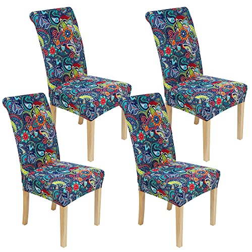 Smiry Dining Chair Covers Printed Stretch Chair Covers Parsons Chair Slipcover Chair Covers For Dining Room Set Of 4, Paisley #TOP13