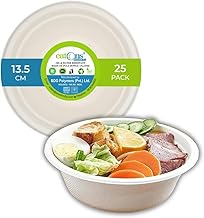 EATONS 300 ml Bagasse Disposable Bowls [25 Pack]- Eco-Friendly Soup & Salad Bowls | Sustainable, Biodegradable, Sturdy for Parties & Takeout