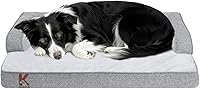 KSIIA Orthopedic Dog Bed for Large Senior Dogs - Washable Waterproof Pet Sofa with Bolster Sides, Egg-Crate Foam, 35x22 Inch Grey