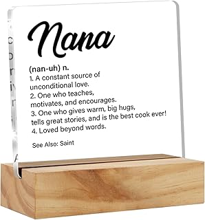 Nana Gifts From Granddaughter Grandson Grandchildren, Gifts for Grandma Birthday Christmas Mother's Day, Nana Definition Clear Desk Sign with Saying Grandmother Acrylic Sign Presents