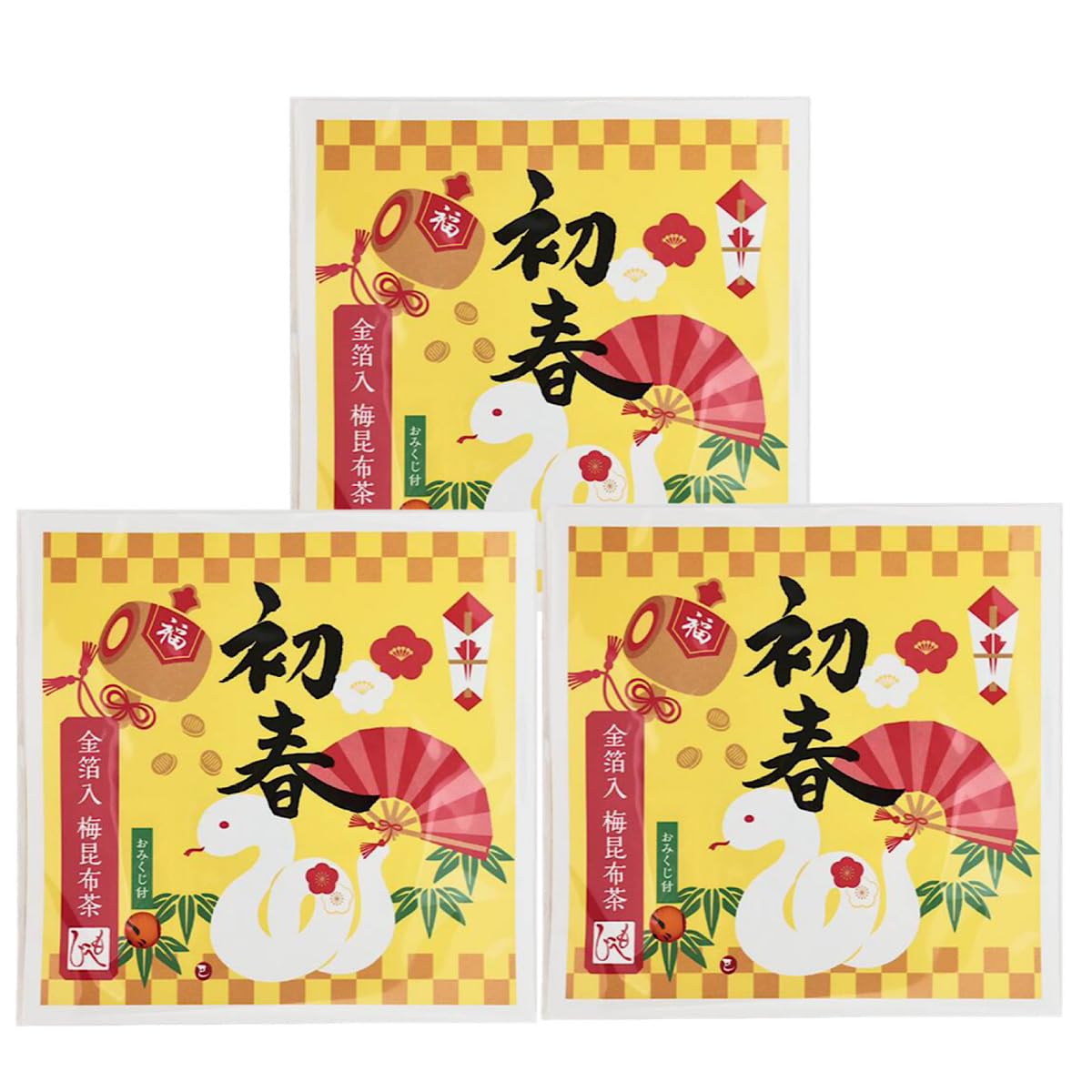 Amazon.co.jp: カルディ 金箔入梅昆布茶 巳 6g×3袋 おみくじ入り 干支