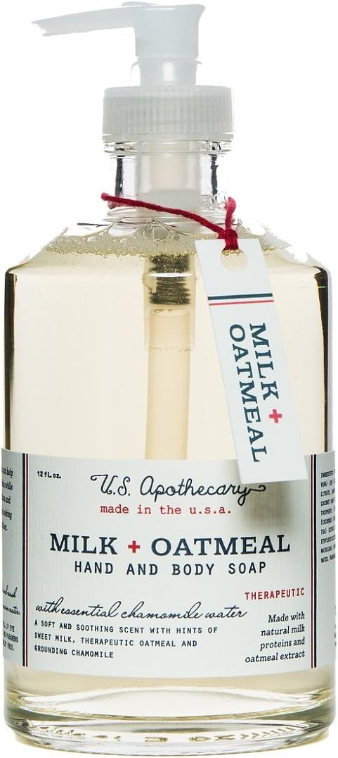 Milk & Oatmeal Hand Soap, Creamy-Sweet Scent with Oatmeal Extract & Milk Proteins, Natural Liquid Soap for Bathroom & Kitchen, 12 fl oz