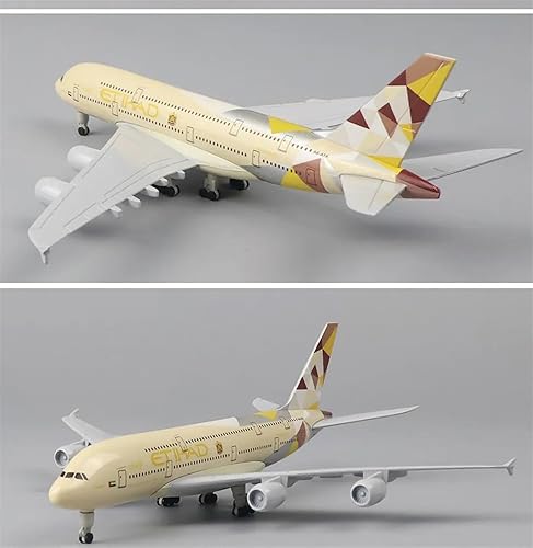 Miniatura 5 de Modelo de avión a escala 7.9 in 1400 para Etihad A380 aleación de fundición a presión Airbus Aircraft Modelo de simulación adecuado para decoración