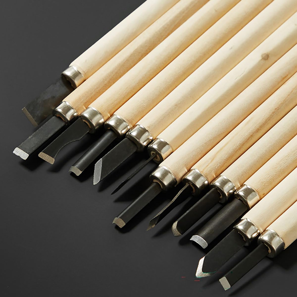 12 Piece Wood Carving Chisel Set - Professional Carbon Steel Whittling Knife Kit for DIY Sculpture, Crafting, and Woodworking