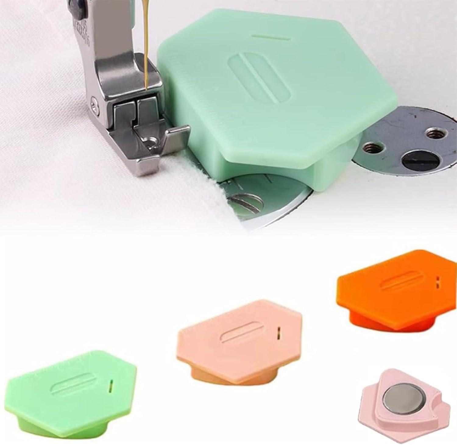 Muiltvoe Magnetic Seam Guide for Sewing Machine,Polygonal Multifucntional Seam Guide Hemmer Guide with Scale,Sewing Machine Accessories,for Most Sewing Machine