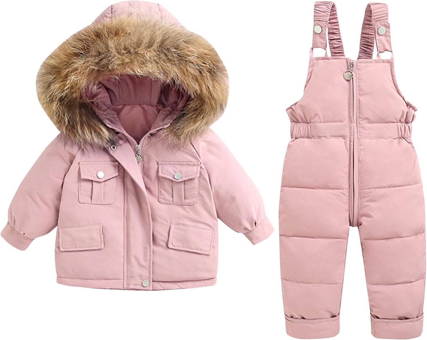 2 Piece Ski Snowsuit for Kids - Thermal Winter Waterproof Skibib Pants and Jackets Boys Girls Windproof Snow Sets 1-6Y