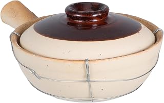 Clay Pot for Cooking: Personal Casserole for Single Serving - Earthenware Pot for Rice Soup Stew (0.5L / 17 Oz)