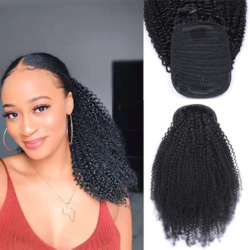 Drawstring Ponytail Extension Afro Puff Pony Natural Human