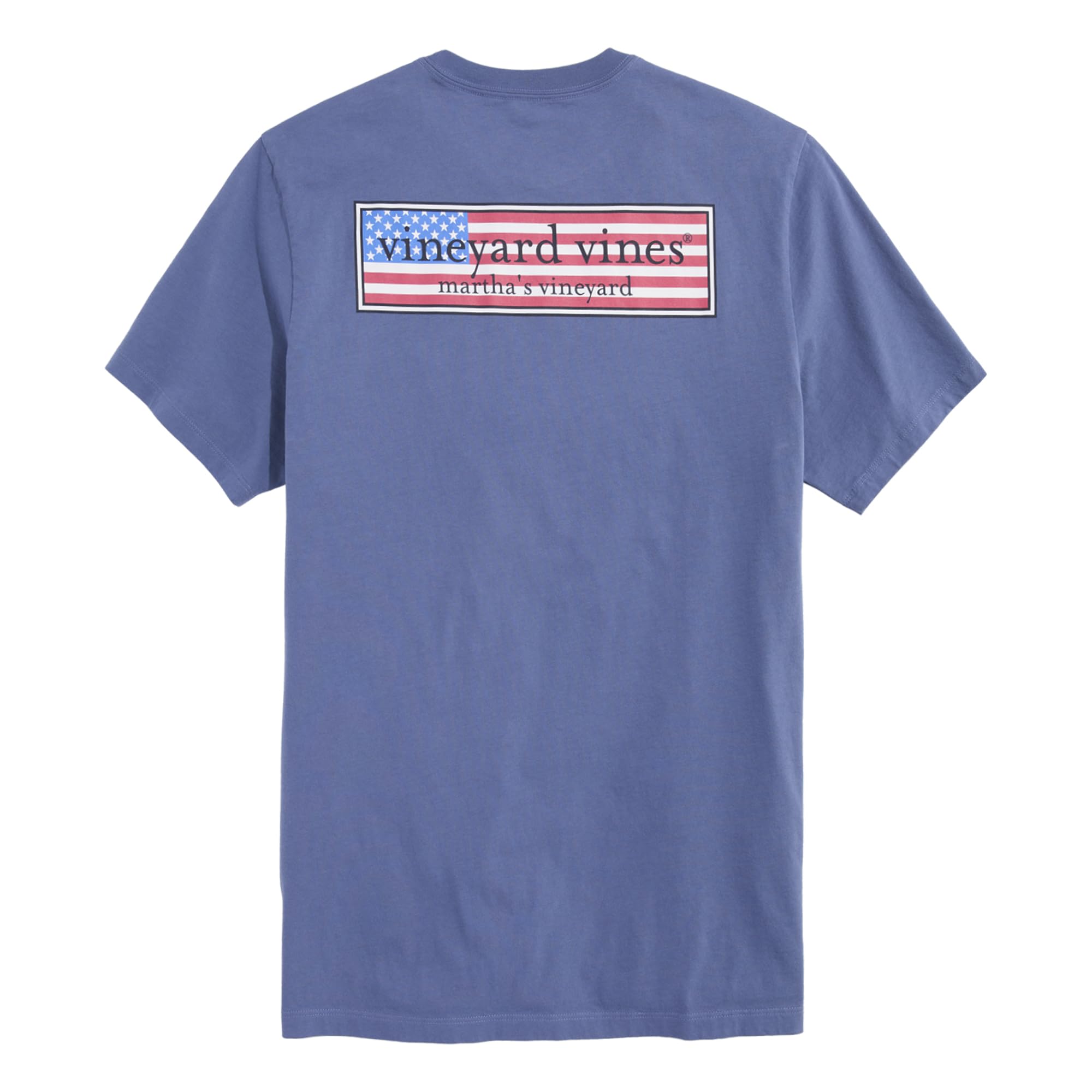 vineyard vines Men's Classic USA Logo Box Short-Sleeve Pocket Tee, Moonshine, Medium
