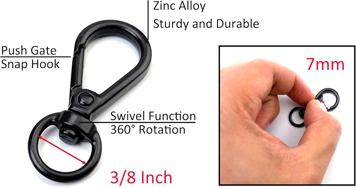 10 Pcs Heavy Duty Swivel Lobster Claw Clasps 3/8 Inch Push Gate Snap Hooks Trigger Clips for Handbag Purse Keychain - Image 2